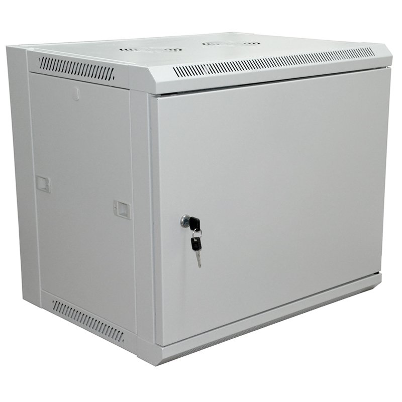 Шкаф настенный 19" 18U 600х450х964мм - передняя дверь металл, боковые стенки съемные (разобранный) RAL 7035 REXANT PRO (04-2214)