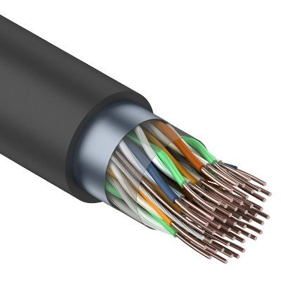 F/UTP, CAT 5, PE, 25PR, 24AWG, OUTDOOR, SOLID, черный, 305м, REXANT (01-1203)