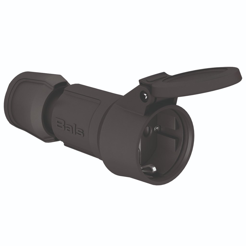 Розетка кабельная Schuko 16A 3p(2P+E) 250V IP54 черный MULTI-GRIP (7488)