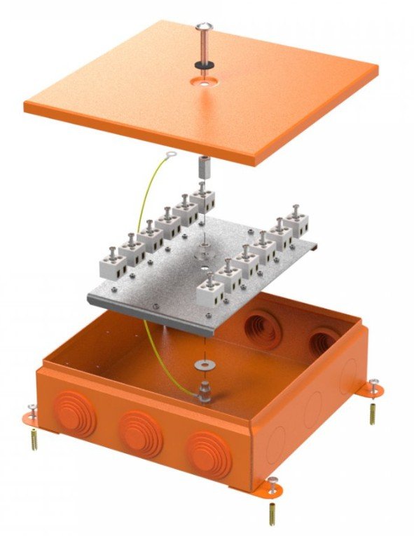 Коробка металлическая огнестойкая 200х200х65 (70-0390-2004-FR2.5-24)
