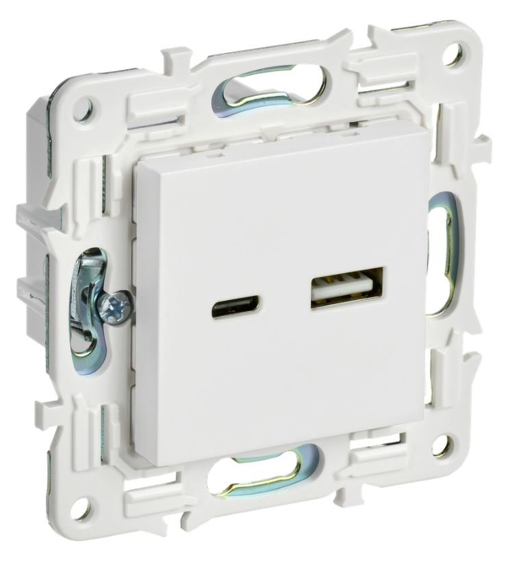 SKANDY Розетка USB A+C 3,1А SK-R14W скрытой установки арктический белый (SK-U22-D31-K01)