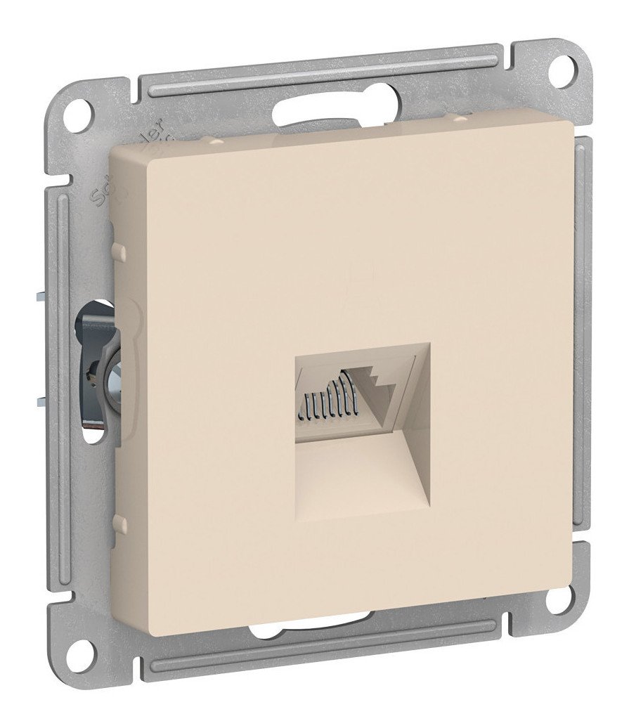 AtlasDesign розетка RJ45, кат. 5Е, 1-местная, скрытой установки, механизм, бежевый (ATN000283)