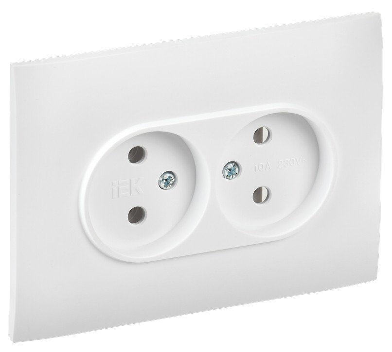 SKANDY Розетка 2-местная в сборе SK-R10W без заземления без защитных шторок скрытой установки 10А арктический белый (SK-R20-10-K01-F)
