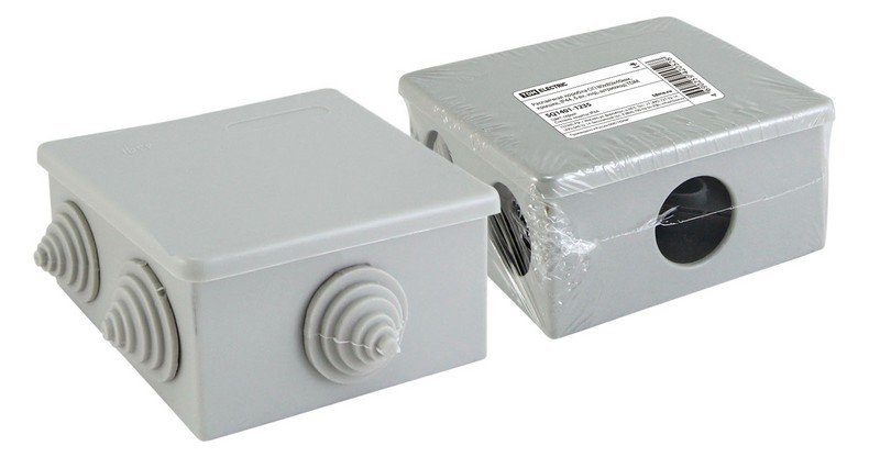 Распаячная коробка ОП 80х80х40мм, крышка, IP44, 6 вх. TDM (SQ1401-1235)