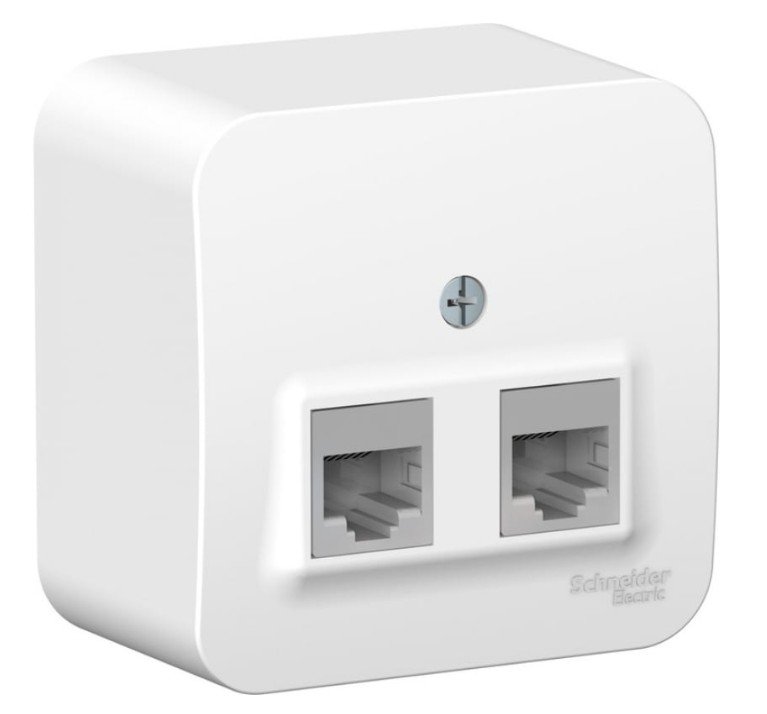 BLANCA розетка RJ45 2-местная, кат. 5Е, открытой установки, белый (BLNIA045451)