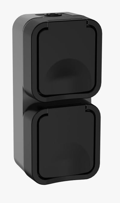 TORS Розетка 2-местная вертикальная TS132 открытой установки 16А IP55 графит (TS-R26-16-55-V-K53)