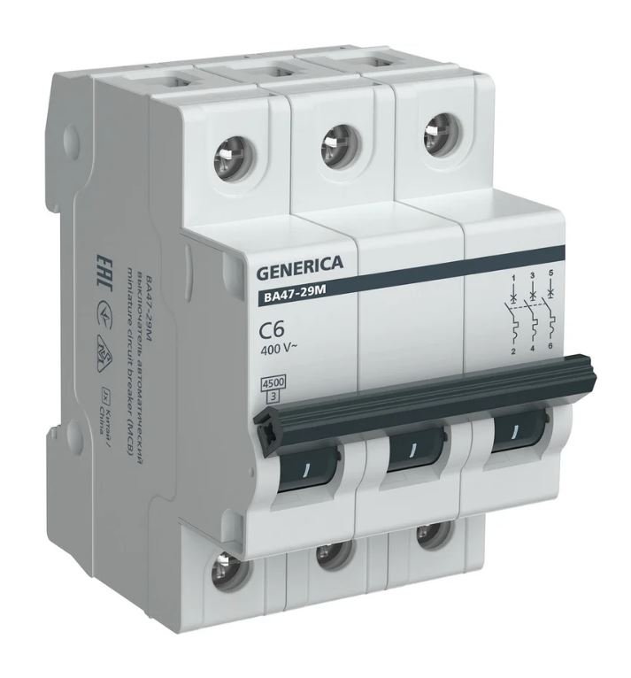 GENERICA ВА47-29М 3P C 6А 4,5кА (MVA21-3-006-C-G)