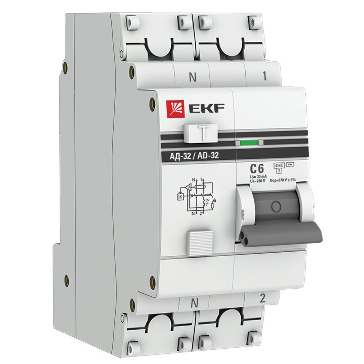 АД-32 1P+N 6А (С) 30мА тип AC эл. 4,5кА  PROxima (DA32-06-30-pro)