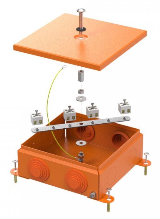Коробка металлическая огнестойкая 150х150х60 (70-0380-2004-FR2.5-8)