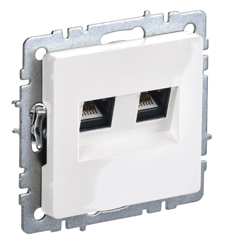 Розетка компьютерная 2-местная RJ45 BRITE РК10-2-БрБ кат.5E белый (BR-K20-1-K01)