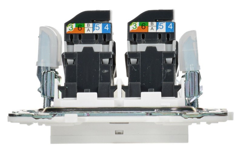 SKANDY Розетка компьютерная двойная RJ45 кат.5E SK-K03W скрытой установки арктический белый (SK-K20-1-K01)