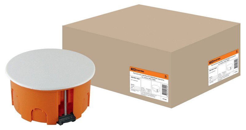 Распаячная коробка СП D80х40мм, крышка, пл. лапки, IP20, TDM (SQ1403-1025)