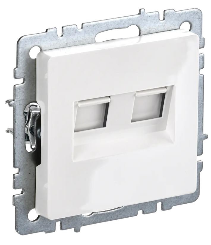 Розетка 2-местная RJ11+RJ45 BRITE РК/Т12-БрБ кат.5E белый (BR-KT20-O-1-K01)
