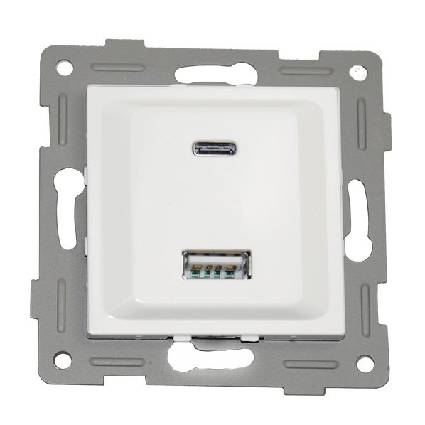 Розетка 2xUSB A/C, белый (201007)