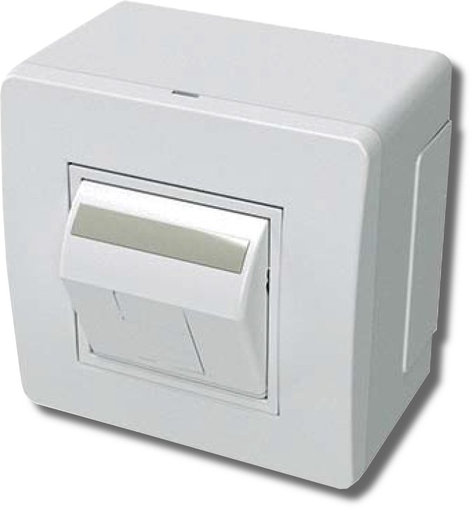 Коробка в сборе с 1 розеткой RJ45, кат.5е, белая (10665)