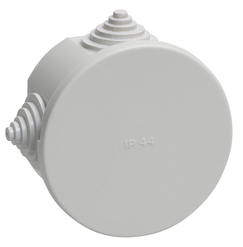 Коробка распаячная КМ41237 D75х40 открытой проводки IP44 4 гермоввода серая (UKO11-075-040-000-K41-44)