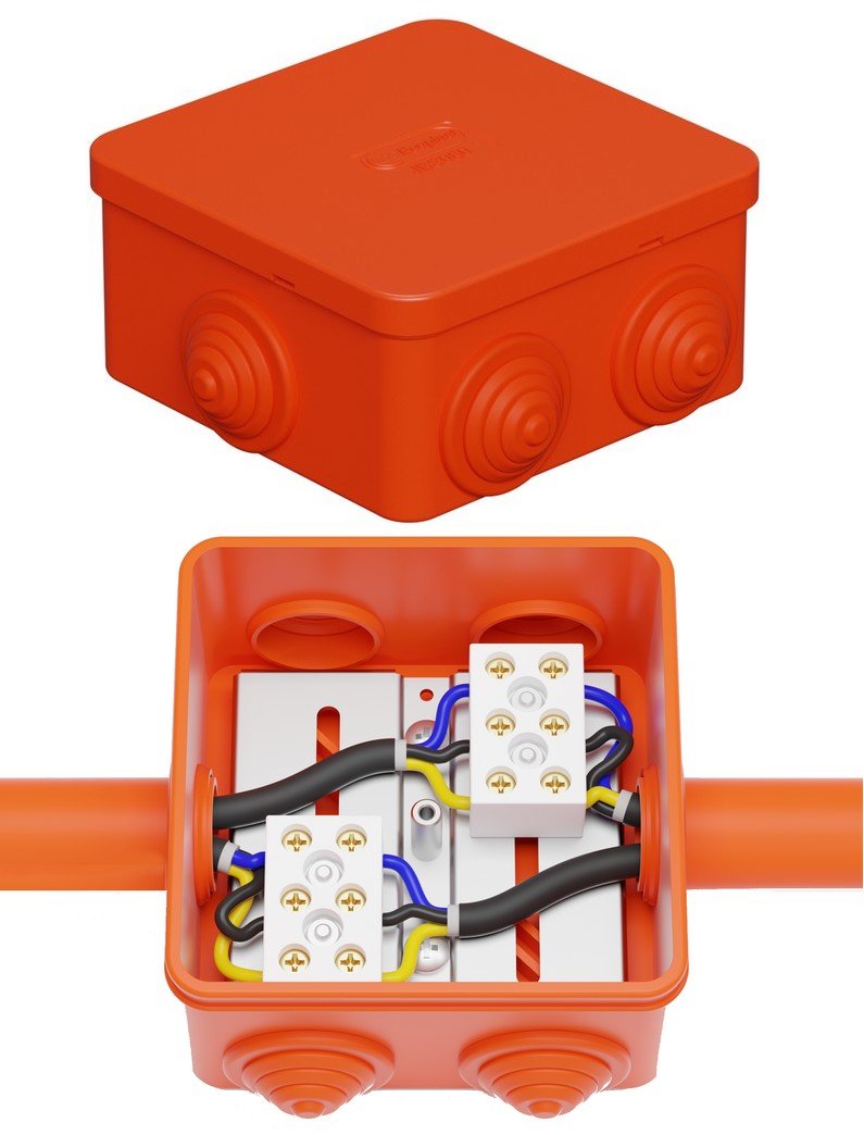 Коробка JBS080 85х85х50, 6 вых., 4P (0,15-10,0 мм²) (43311HF)