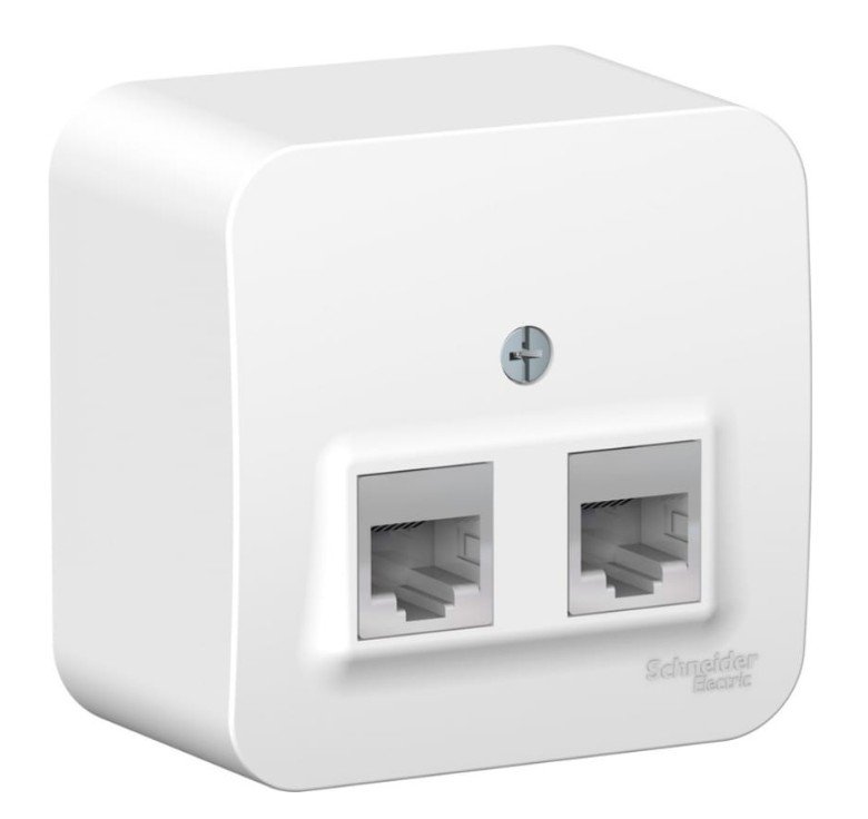 BLANCA розетка RJ11+RJ45, 2-местная, кат. 5Е, открытой установки, белый (BLNIA045111)