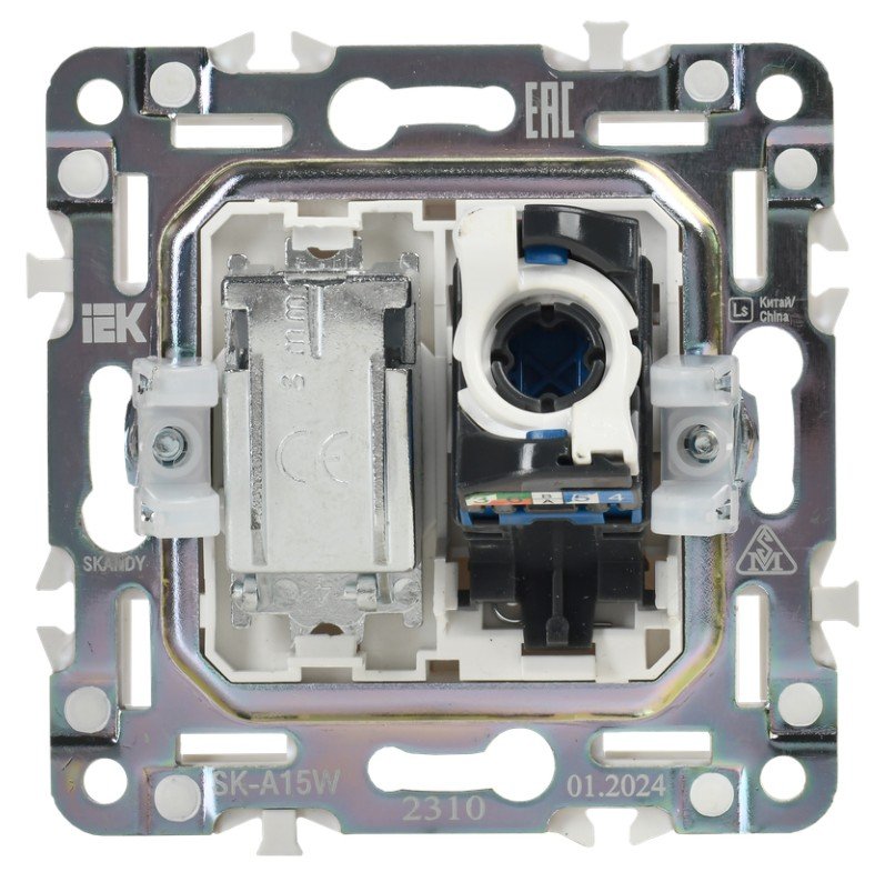 SKANDY Розетка двойная TV+RJ45 кат.6 SK-A15W скрытой установки арктический белый (SK-AK20-2-K01)