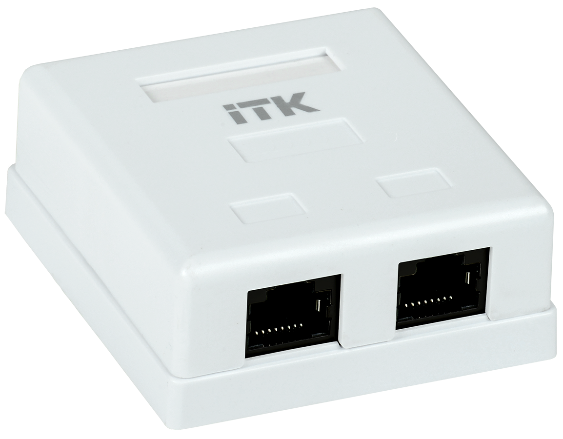 GENERICA Розетка информационная настенная RJ45 кат. 5Е UTP 2 порта (CS2-1C5EU-22-G)