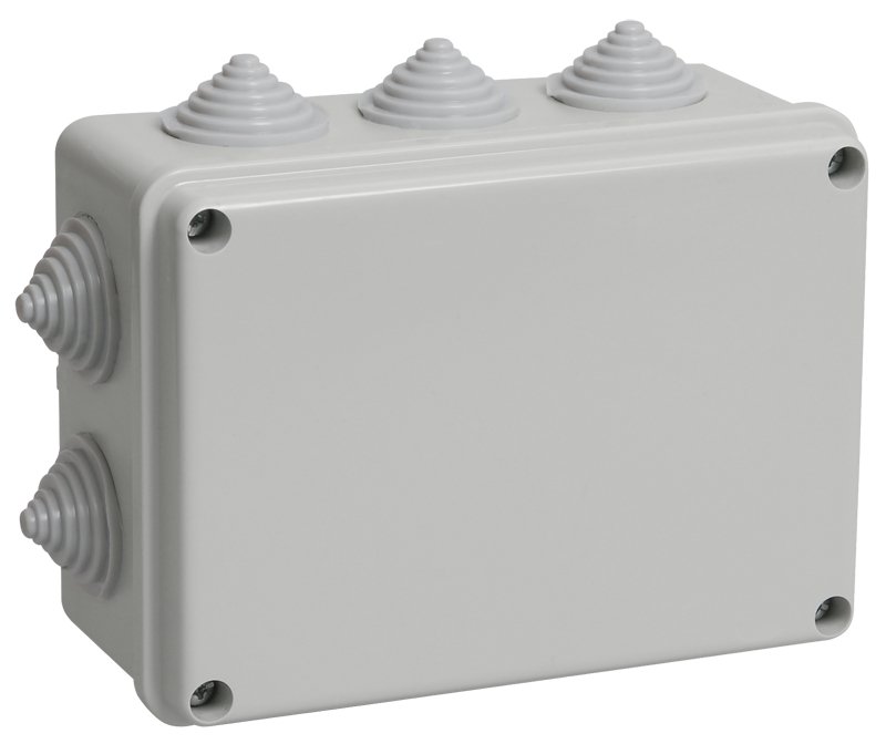 Коробка распаячная КМ41241 150х110х70 открытой проводки IP44 10 гермовводов серая (UKO10-150-110-070-K41-44)