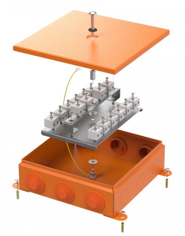 Коробка металлическая огнестойкая 200х200х65 (70-0390-2004-FR6.0-32)