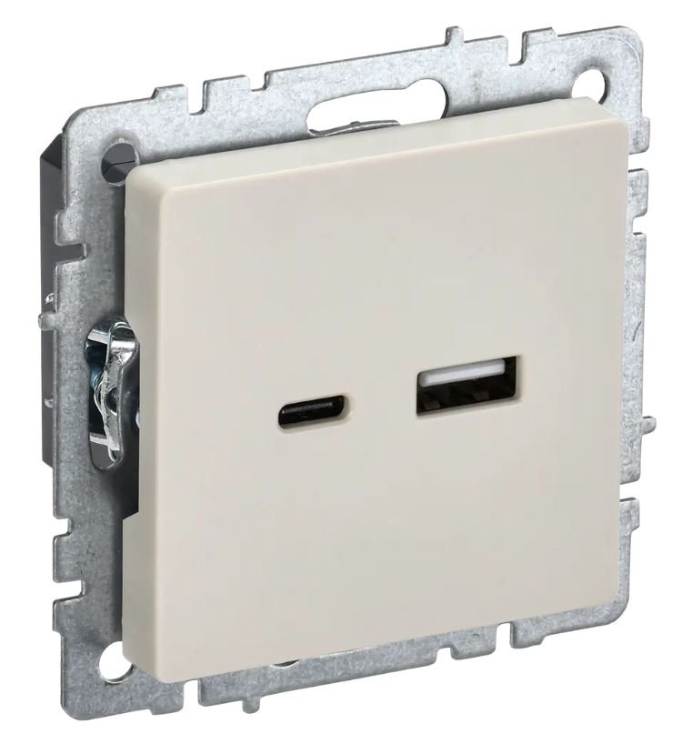 Розетка USB BRITE A+C 18Вт РЮ11-1-БрКр бежевый (BR-U22-018-K10)