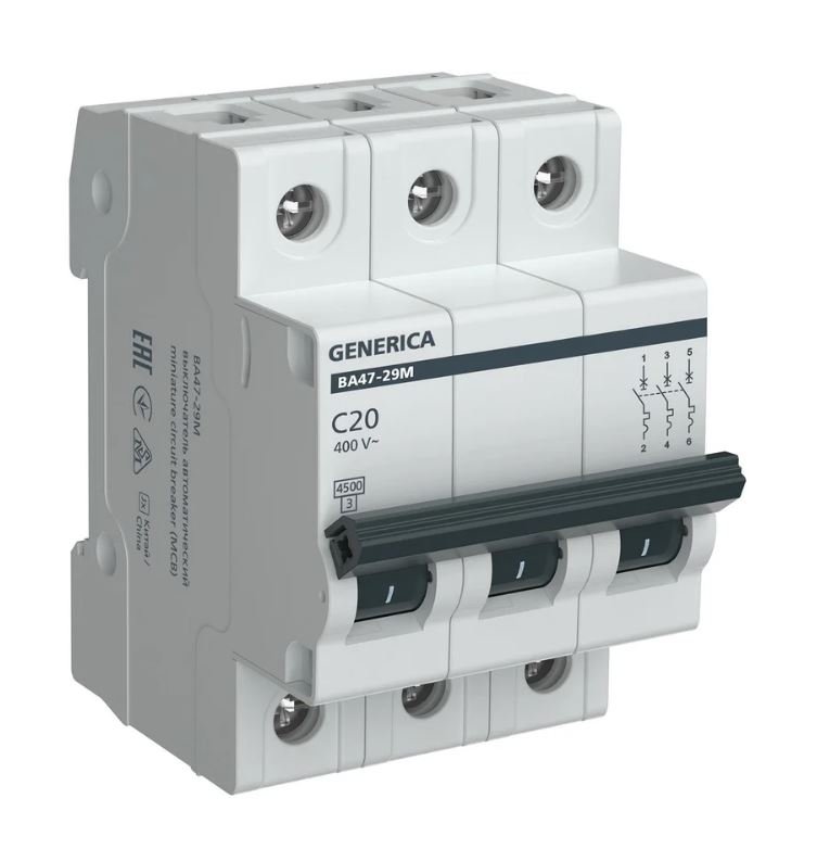 GENERICA ВА47-29М 3P C 20А 4,5кА (MVA21-3-020-C-G)
