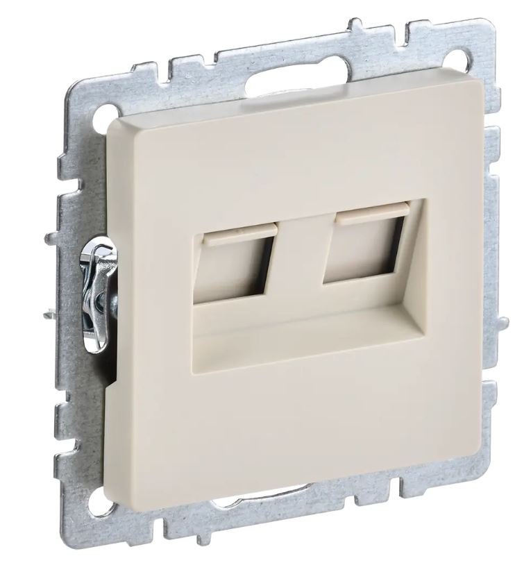 Розетка компьютерная 2-местная RJ45 BRITE РК10-2-БрКр кат.5E, бежевый (BR-K20-1-K10)