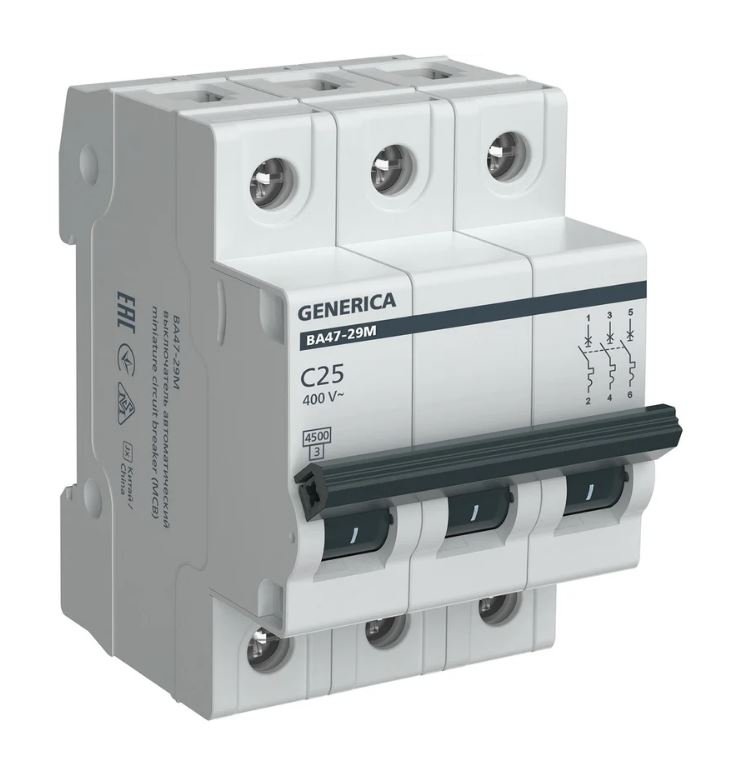 GENERICA ВА47-29М 3P C 25А 4,5кА (MVA21-3-025-C-G)