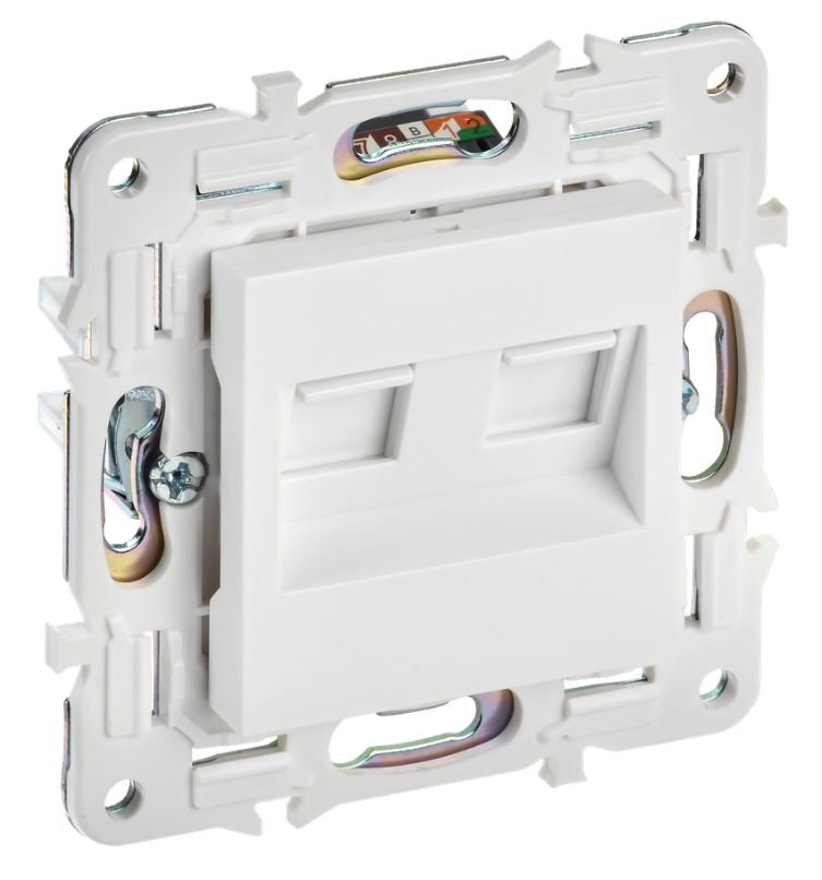 SKANDY Розетка компьютерная двойная RJ45 кат.6 SK-K04W скрытой установки арктический белый (SK-K20-2-K01)