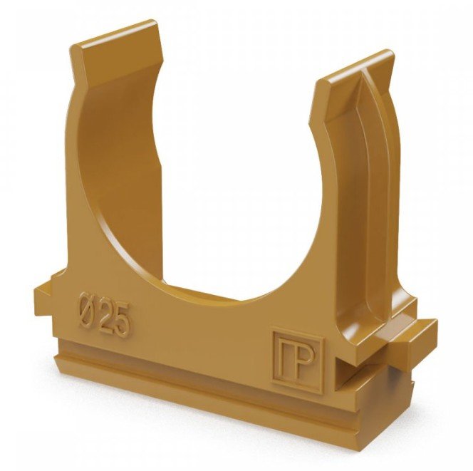 Крепёж-клипса для труб АБС-пластик бук D25 (100 шт) (PR13.0047)