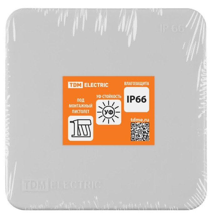 Распаячная коробка, двухкомпонентная, ОП 80х80х40 мм, IP66, 8 вх., серая TDM (SQ1401-2512)