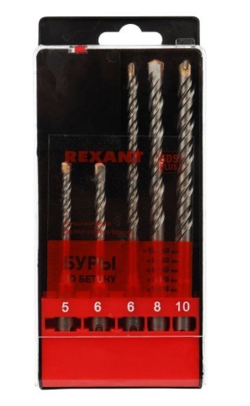 Набор буров, бетон 5-6х110, 6-8-10х160 мм, 5 шт, SDS PLUS Kranz (KR-91-0406)