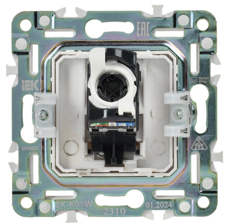 SKANDY Розетка компьютерная RJ45 кат.5E SK-K01W скрытой установки арктический белый (SK-K10-1-K01)
