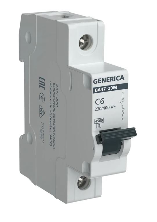 GENERICA ВА47-29М 1P C 6А 4,5кА (MVA21-1-006-C-G)