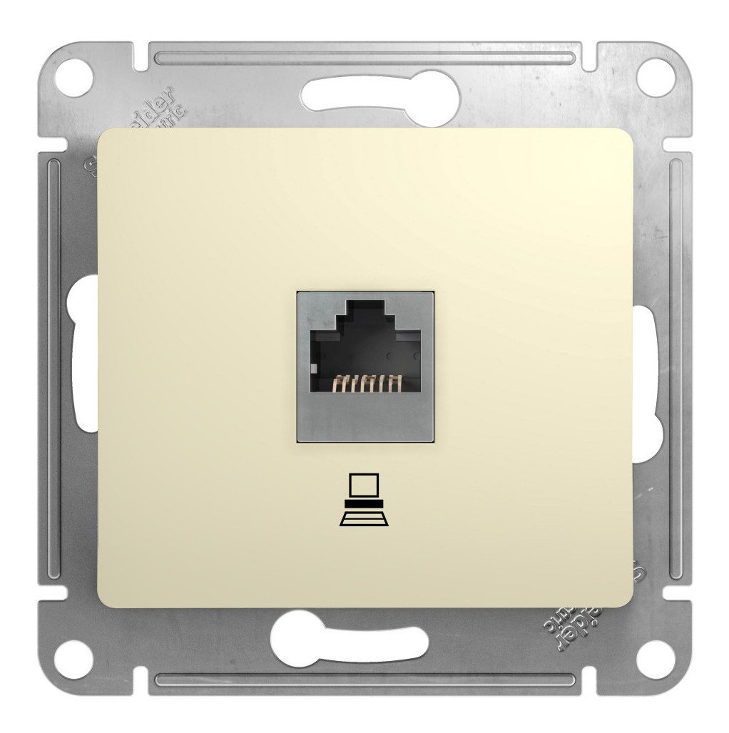 Glossa розетка RJ45 1-местная, кат. 5Е, скрытой установки, механизм, бежевый (GSL000281K)