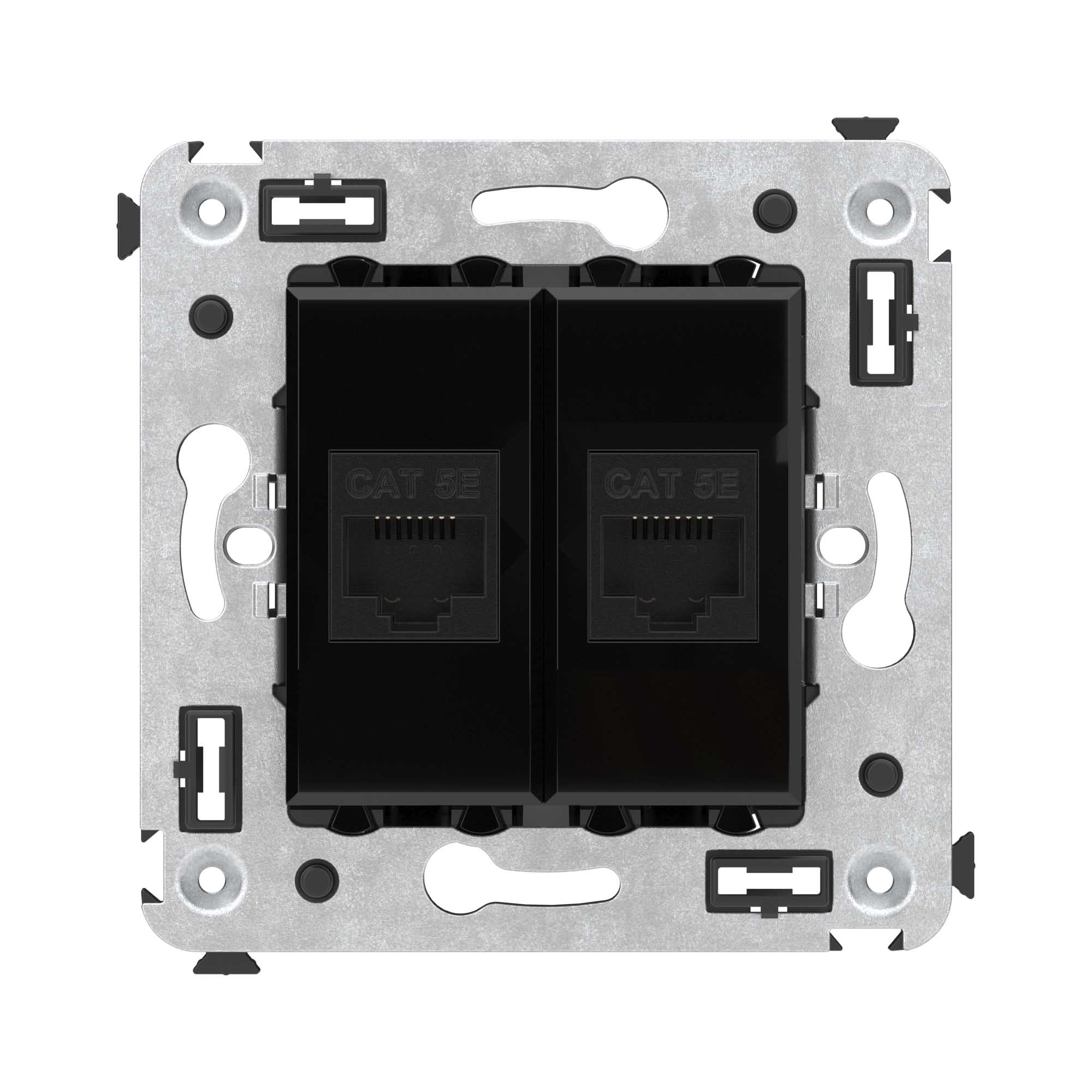 Розетка RJ-45 в стену, кат.5E, Avanti, двойная, черный квадрат (4402664)
