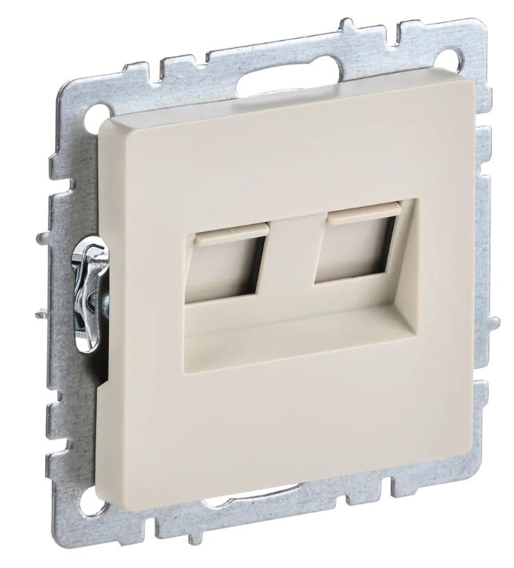 Розетка 2-местная RJ11+RJ45 BRITE РК/Т12-БрКр кат.5E бежевый (BR-KT20-O-1-K10)
