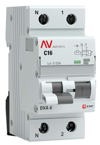 DVA-6 1P+N 16А (C) 30мА (AC) 6кА  AVERES (rcbo6-1pn-16C-30-ac-av)