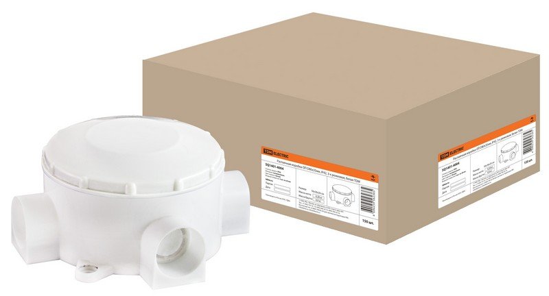 Распаячная коробка ОП D80х35мм, IP42, 3-х рожковая, белая TDM (SQ1401-4004)