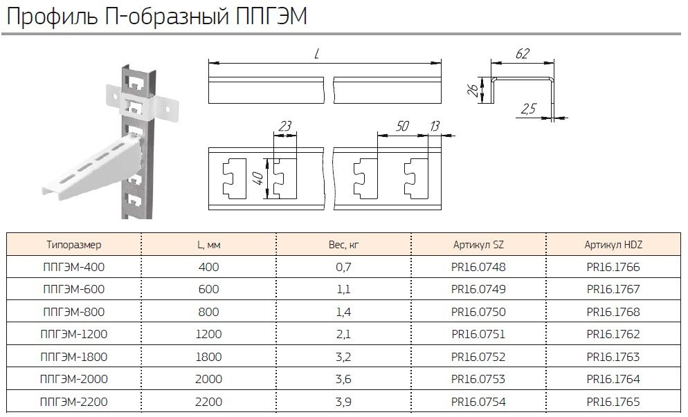 Профиль П-образный ППГЭМ-400 (2,5мм) (PR16.0748) (Промрукав)