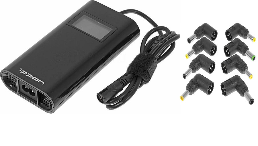 Блок питания Ippon D90U автоматический 90W 15V-19.5V 8-connectors 4.5A 1xUSB 2.1A, LCD индикатор (654527)