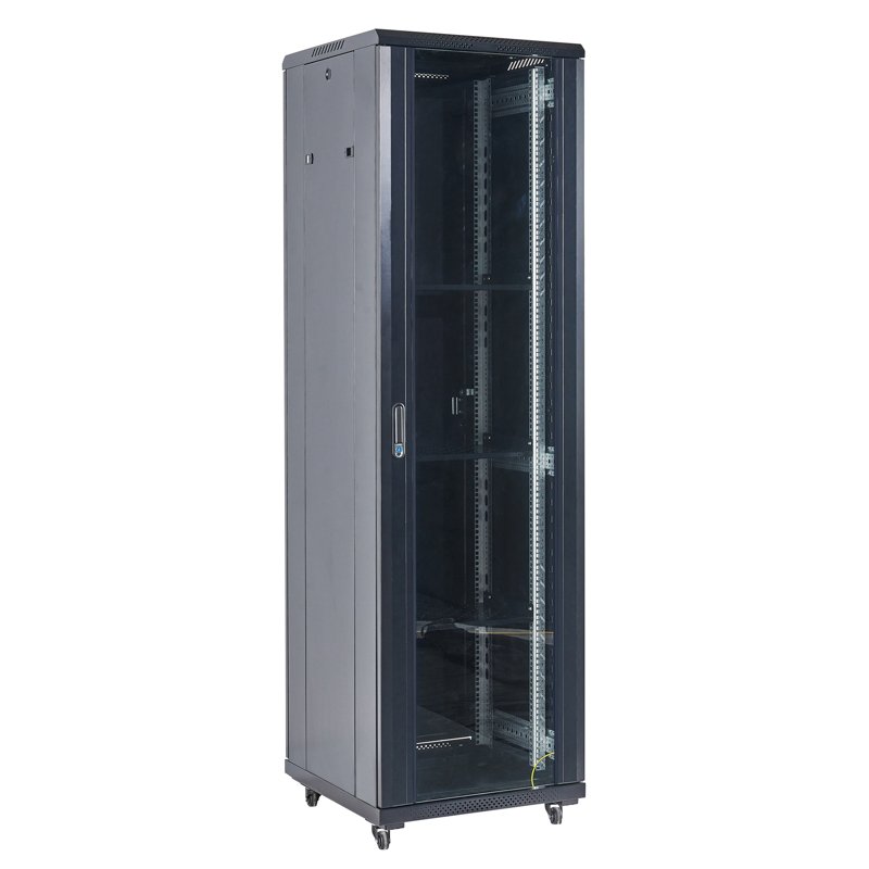 Напольный шкаф 19" 42U 800х800х2054, дверь сплошное стекло, черный, RAL 9005 REXANT (04-4288-212)