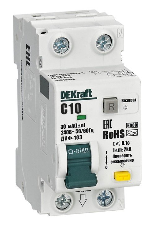 ДИФ-103 6кА NEW 1Р+N 10А 30мА AC (16310DEK)