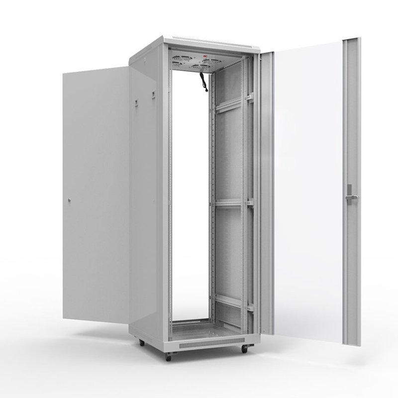 Шкаф напольный 19" 42U 800х800мм, передняя дверь стекло, задняя дверь металл, RAL 7035 REXANT (04-2308)