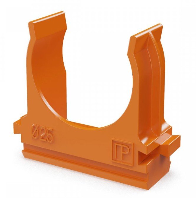 Крепёж-клипса для труб АБС-пластик оранжевая D25 (100 шт) (PR13.0065)