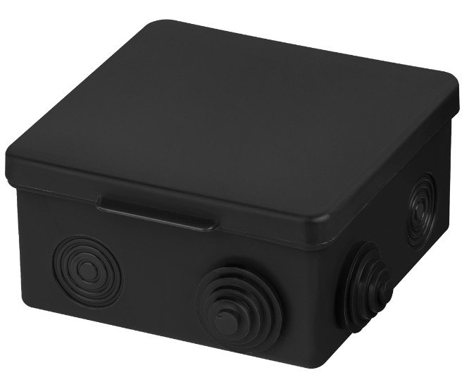Распаячная коробка ОП 100х100х55мм, крышка, IP54, 8вх., черная TDM (SQ1401-0913)