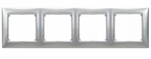 Рамка Valena 4 поста, алюминий/серебряный штрих (770354)
