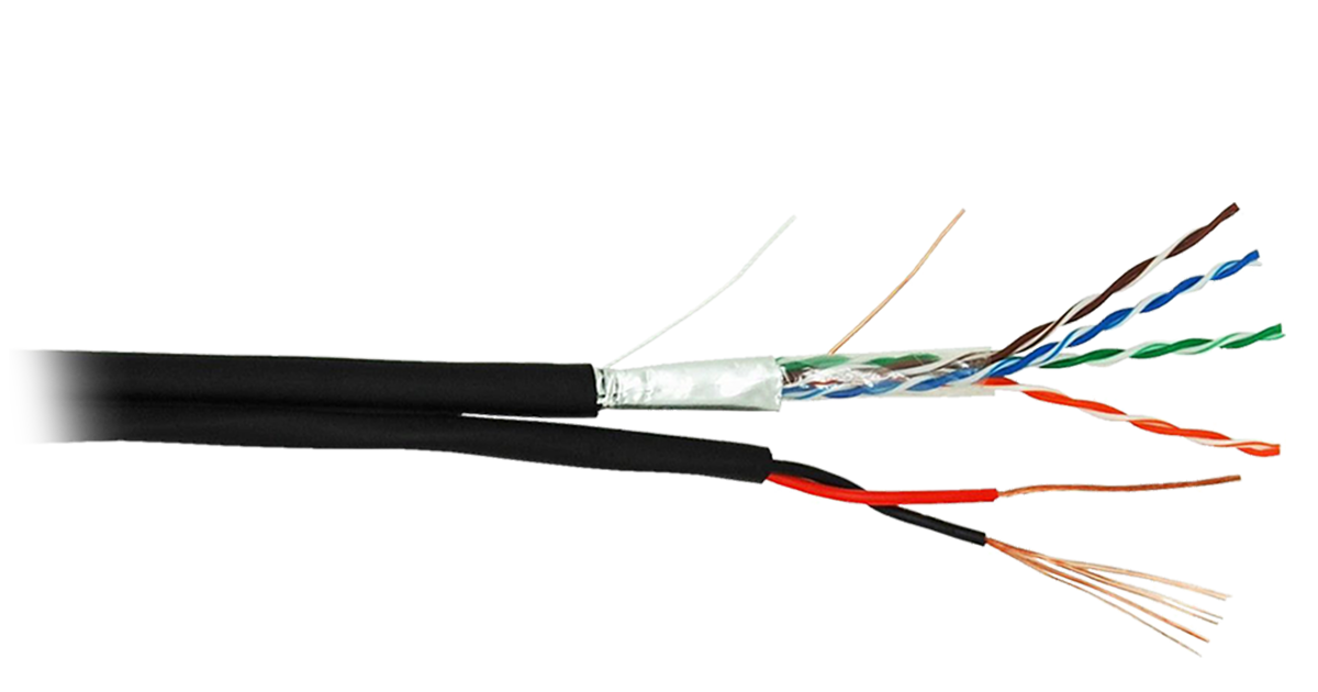 F/UTP 4pair, Cat5e, Out, PVC+PWR (EC-UF004-5E-PC075-PE-BK)